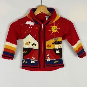 Peru Kids Sweater Unisex Sz 2 Youth Embroidered Details HandMade Grupo Colquetex